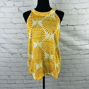Joie Sunburst Yellow and Cream Linen Top size Large